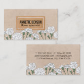 Carte De Visite Fleuriste | Oeillets (blanc) (Devant / Derrière)