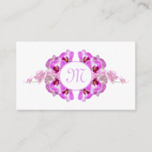 Carte De Visite Fleuriste orchidée fleur monogramme calligraphie Q