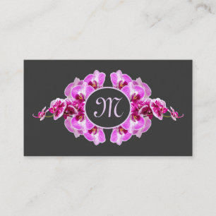 Carte De Visite Fleuriste orchidée fleur monogramme QR-Code