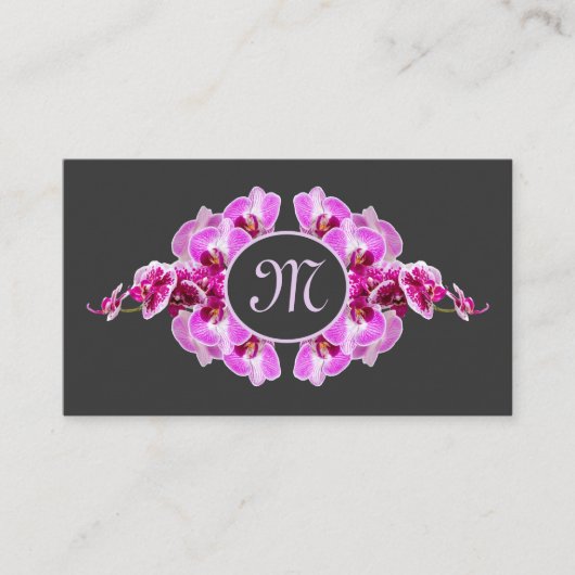 Carte De Visite Fleuriste orchidée fleur monogramme QR-Code (Devant)
