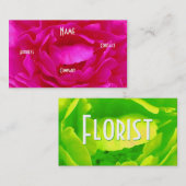 Carte De Visite Fleuriste - Rose vert rose (Devant / Derrière)