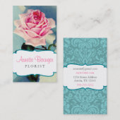 Carte de visite fleuriste Rose vintage (Devant / Derrière)