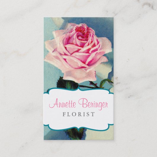 Carte de visite fleuriste Rose vintage (Devant)