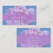 Carte De Visite Fleuriste rose violet Fleur classique bleu (Devant / Derrière)
