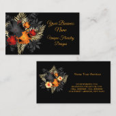 Carte De Visite Fleuriste unique Orange Rouge Noir Floral (Devant / Derrière)