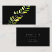 Carte De Visite Fleuron Fern Botanique Vert Émeraude Noir (Devant / Derrière)