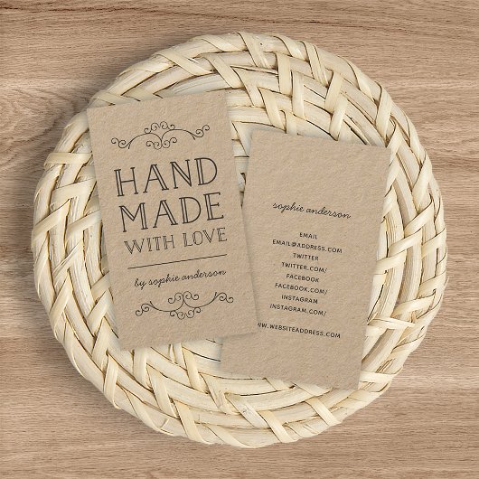 Carte De Visite Fleurons de farine Kraft rustique faits à la main