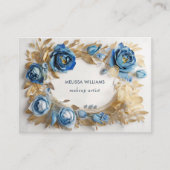 Carte De Visite Fleurs 3 D Gold Bleues (Devant)
