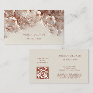 Carte De Visite Fleurs 3D Blush Blanc