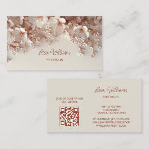Carte De Visite Fleurs 3D Blush Blanc