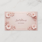 Carte De Visite Fleurs 3D Rose Pâle (Devant)