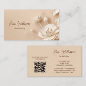 Carte De Visite Fleurs 3D simples beige (Devant / Derrière)