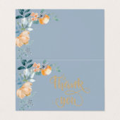 Carte De Visite Fleurs à l'aquarelle Bleu Poussiéreux Merci (Extérieur déplié)