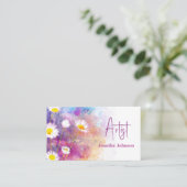 Carte De Visite Fleurs Abstraites Peinture Aquarelle Artiste (Debout devant)