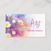 Carte De Visite Fleurs Abstraites Peinture Aquarelle Artiste (Devant)