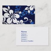 Carte De Visite Fleurs Aloha Hawaii Bleues (Devant / Derrière)