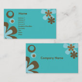 Carte De Visite Fleurs Aqua (Devant / Derrière)