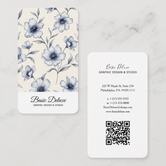 Carte de visite Fleurs Aquarelle Vintage (Devant / Derrière)