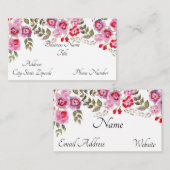 Carte De Visite Fleurs aquarelles (Devant / Derrière)