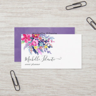 Carte De Visite Fleurs aquarelles colorées