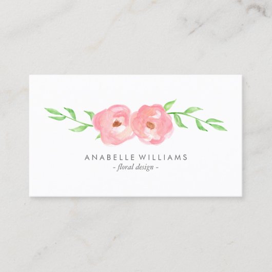 Carte De Visite Fleurs aquarelles délicates (Devant)