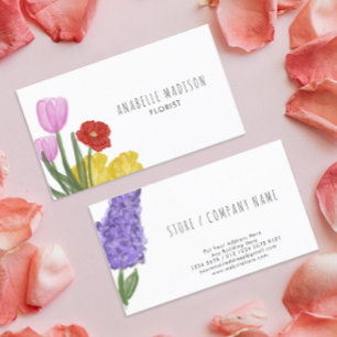 Carte De Visite Fleurs aquarelles dessinées à la main de manière a