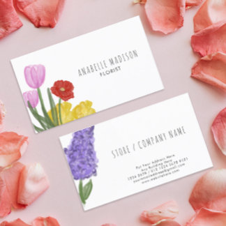 Carte De Visite Fleurs aquarelles dessinées à la main de manière a
