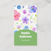 Carte De Visite Fleurs Aquarelles Élégantes - Chic Vertical (Devant)