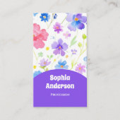 Carte De Visite Fleurs Aquarelles Élégantes - Chic Vertical (Devant)