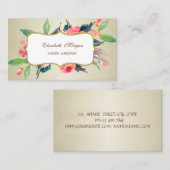 Carte De Visite Fleurs Aquarelles Modernes De Luxe Sophistiquées (Devant / Derrière)