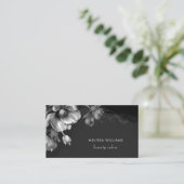Carte De Visite Fleurs argentées noires (Debout devant)