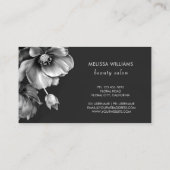 Carte De Visite Fleurs argentées noires  (Dos)