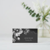 Carte De Visite Fleurs argentées noires  (Debout devant)