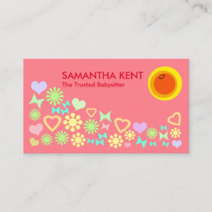 Carte De Visite Fleurs Avec Papillons Foutants Babysitting