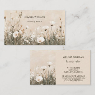 Carte De Visite Fleurs beige
