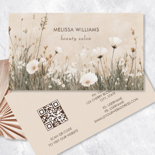 Carte De Visite Fleurs Beige