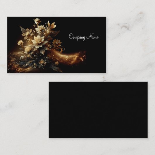 Carte De Visite Fleurs blanches avec Parties scintillant or (Devant / Derrière)