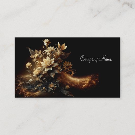 Carte De Visite Fleurs blanches avec Parties scintillant or (Devant)