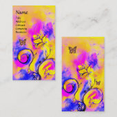 Carte De Visite FLEURS BLANCHES, BOUTEILLE D'OR JAUNE Rose Florale (Devant / Derrière)