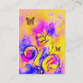 Carte De Visite FLEURS BLANCHES & BUTTERFLY rose violet jaune (Dos)