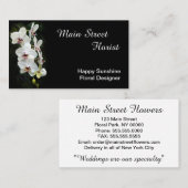 Carte De Visite Fleurs blanches d'orchidée de mite (Devant / Derrière)