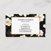 Carte De Visite Fleurs blanches et or sur noir (Dos)