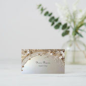 Carte de visite fleurs blanches modernes perles (Debout devant)