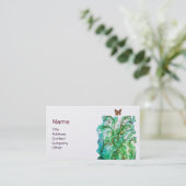 Carte De Visite FLEURS BLANCHES perle bleu vif vert (Debout devant)