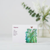 Carte De Visite FLEURS BLANCHES perle bleu vif vert (Debout devant)