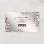 Carte De Visite Fleurs blanches roses rustiques Élégant (Dos)