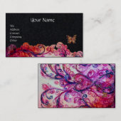 Carte De Visite FLEURS BLANCHES Rouge Rose Floral Papier noir (Devant / Derrière)