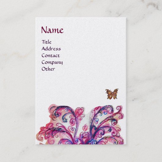 Carte De Visite FLEURS BLANCHES rouge vif perle violet rose vif (Devant)