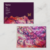 Carte De Visite FLEURS BLANCHES rouge vif, rose violet bleu (Devant / Derrière)