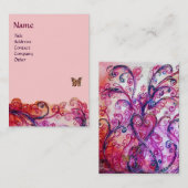 Carte De Visite FLEURS BLANCHES rouge vif, violet rose (Devant / Derrière)